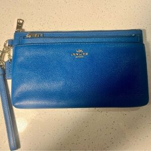 Coach Vibrant Blue Leather Wristlet wallet